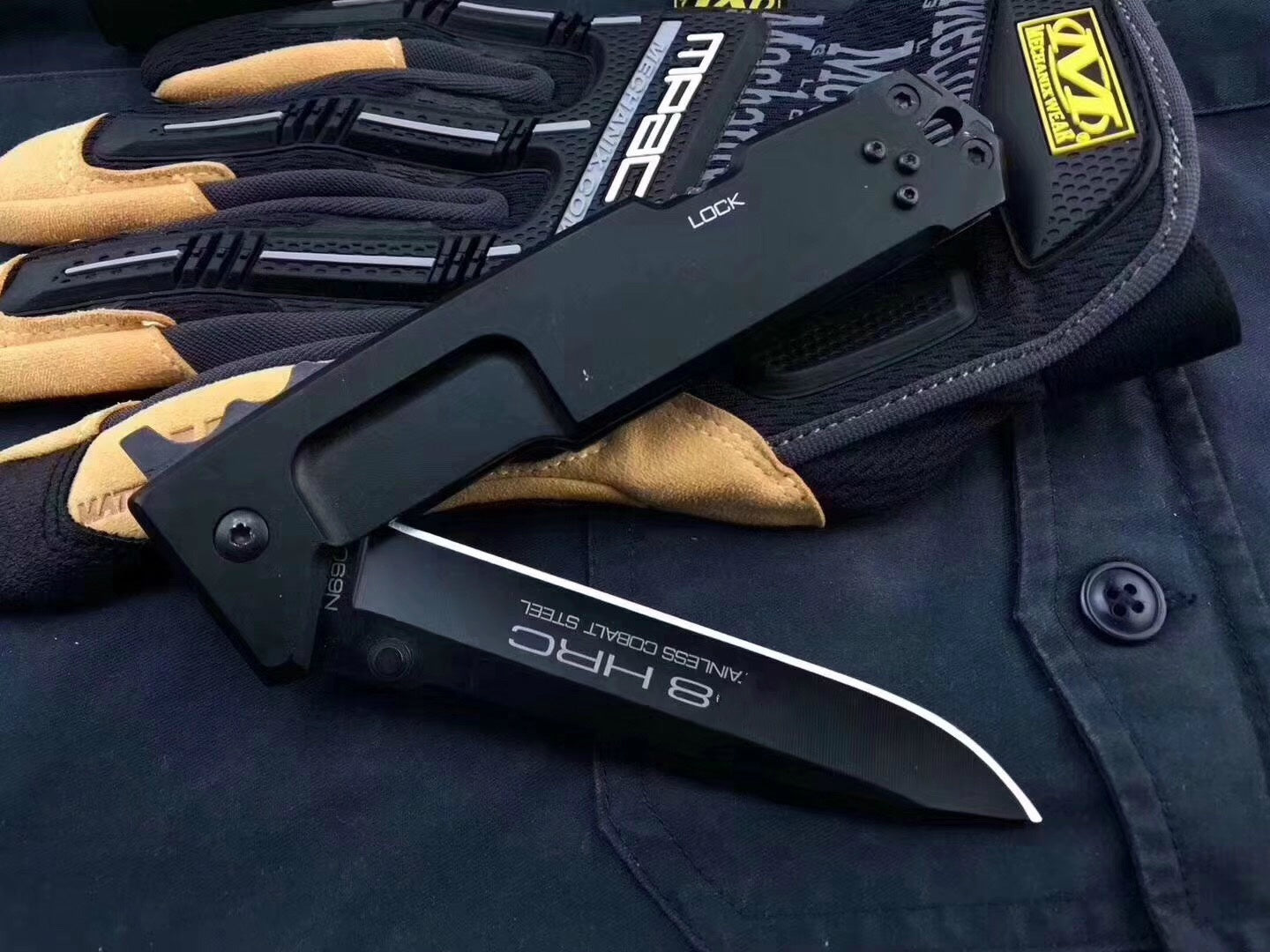 EXTREMA RATIO Hunting & tactical knife jungle field knife pocket folding knife practical 440C stainless steel black titanium handle material for self-defense camping