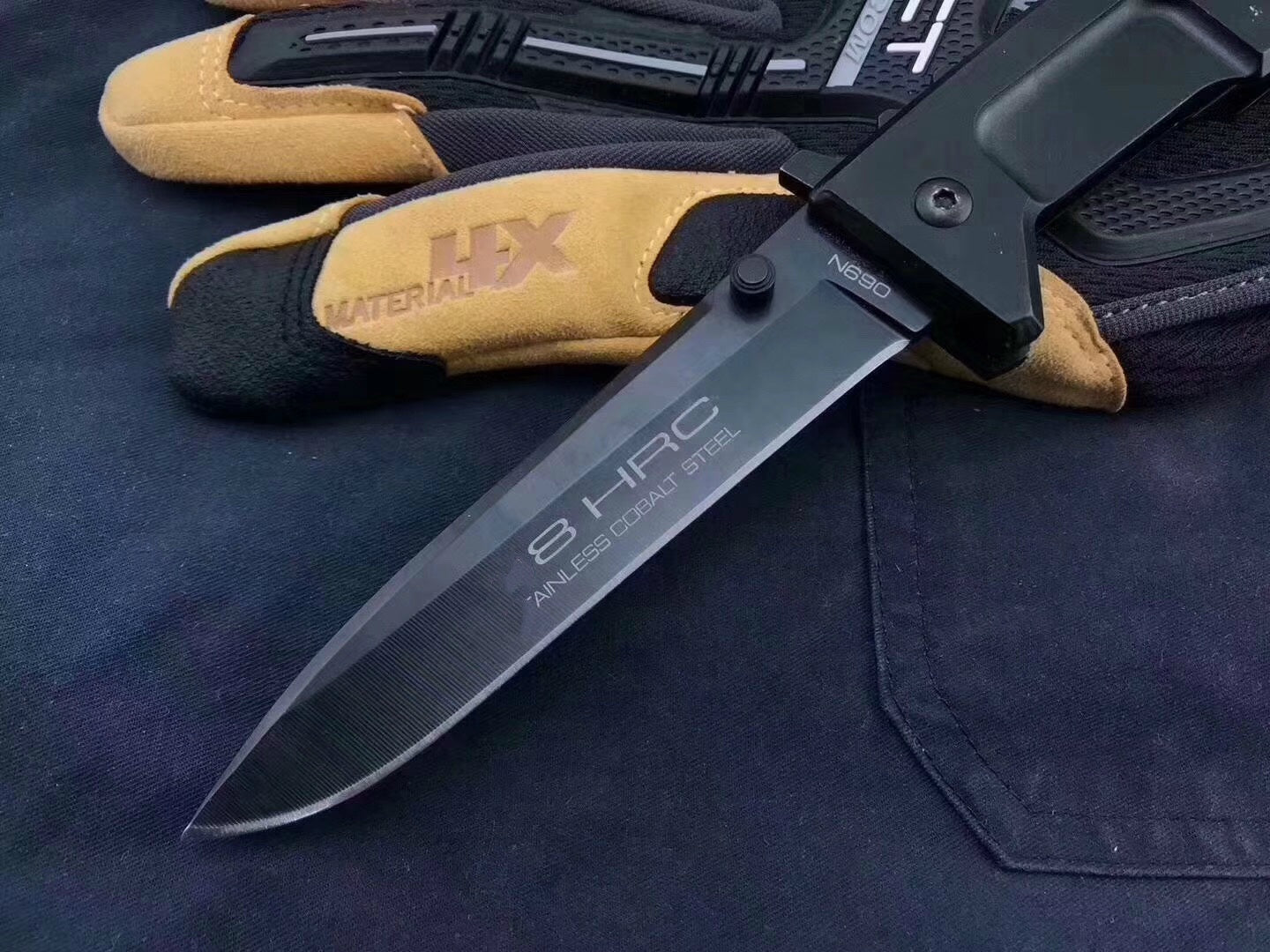 EXTREMA RATIO Hunting & tactical knife jungle field knife pocket folding knife practical 440C stainless steel black titanium handle material for self-defense camping