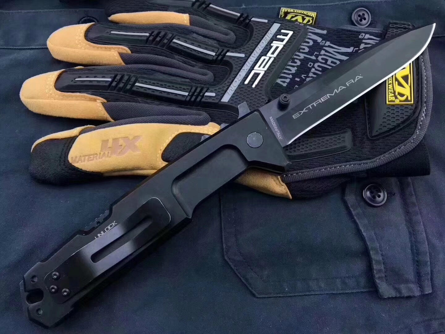 EXTREMA RATIO Hunting & tactical knife jungle field knife pocket folding knife practical 440C stainless steel black titanium handle material for self-defense camping