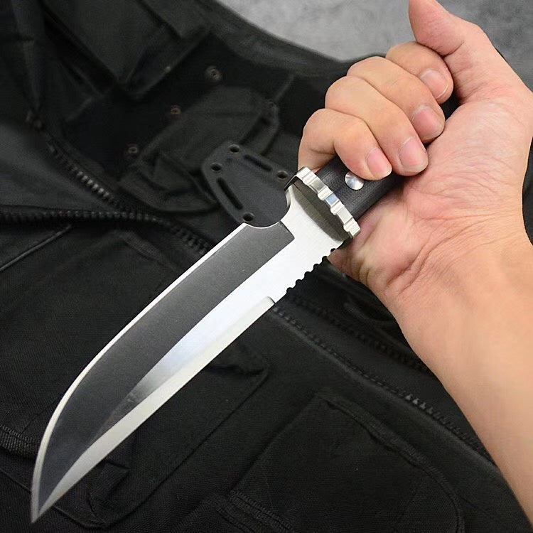 Tactical knife field forces diving hunting knife survival rescue fixed blade edge serrated straight knife stainless steel combat camping portable EDC tool