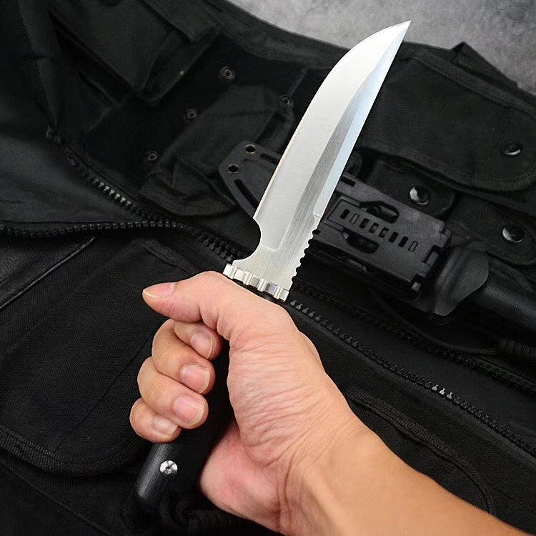 Tactical knife field forces diving hunting knife survival rescue fixed blade edge serrated straight knife stainless steel combat camping portable EDC tool