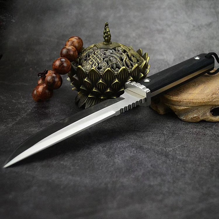 Tactical knife field forces diving hunting knife survival rescue fixed blade edge serrated straight knife stainless steel combat camping portable EDC tool