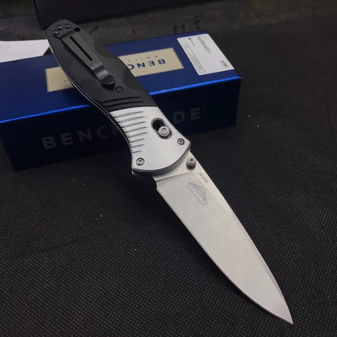 BENCHMADE Outdoor multi-function self-defense knife stone washing gb-d2 steel tactical folding knife G10 handle camping survival knife outdoor climbing tool