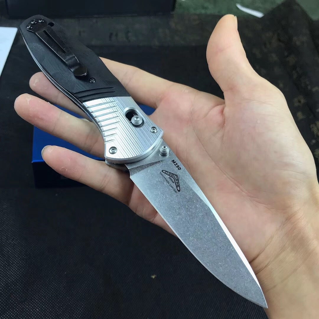 BENCHMADE Outdoor multi-function self-defense knife stone washing gb-d2 steel tactical folding knife G10 handle camping survival knife outdoor climbing tool