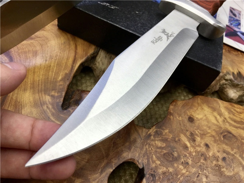12.4 Inch Survival Fixed Blade Hunting Knives 5cr13 Blade Wood Handle Outdoor Tactical Straight Knife Jungle Camping Tools