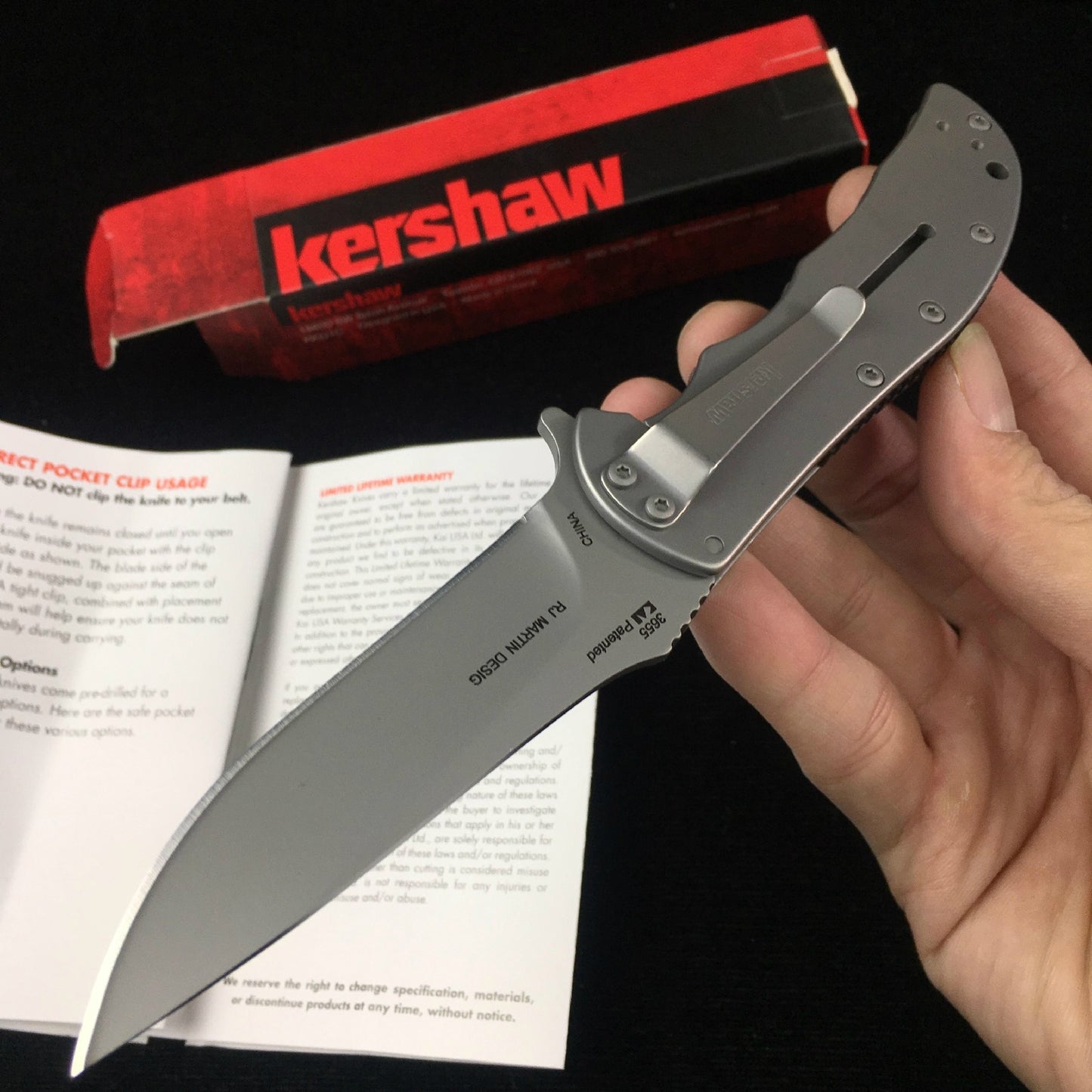 KERSHAW volt pocket knife frame lock safe A/O assisted stainless steel folding knife 3655 camping hunting fishing knife