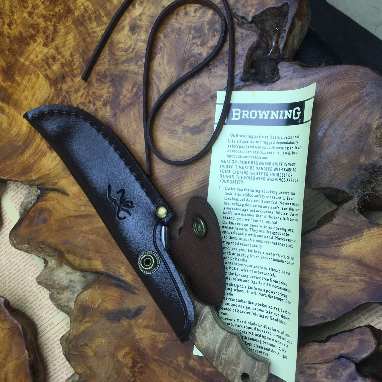 Browning 8.2 "combat hunting fixed knife 5Cr15Mov wooden handle military dagger survival tool with Sheath