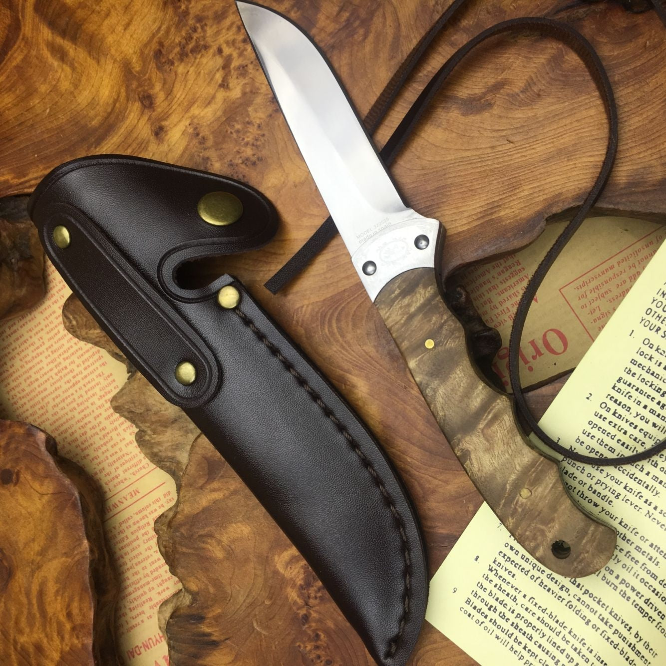 Browning 8.2 "combat hunting fixed knife 5Cr15Mov wooden handle military dagger survival tool with Sheath