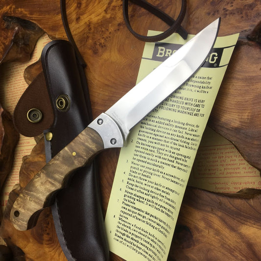Browning 8.2 "combat hunting fixed knife 5Cr15Mov wooden handle military dagger survival tool with Sheath