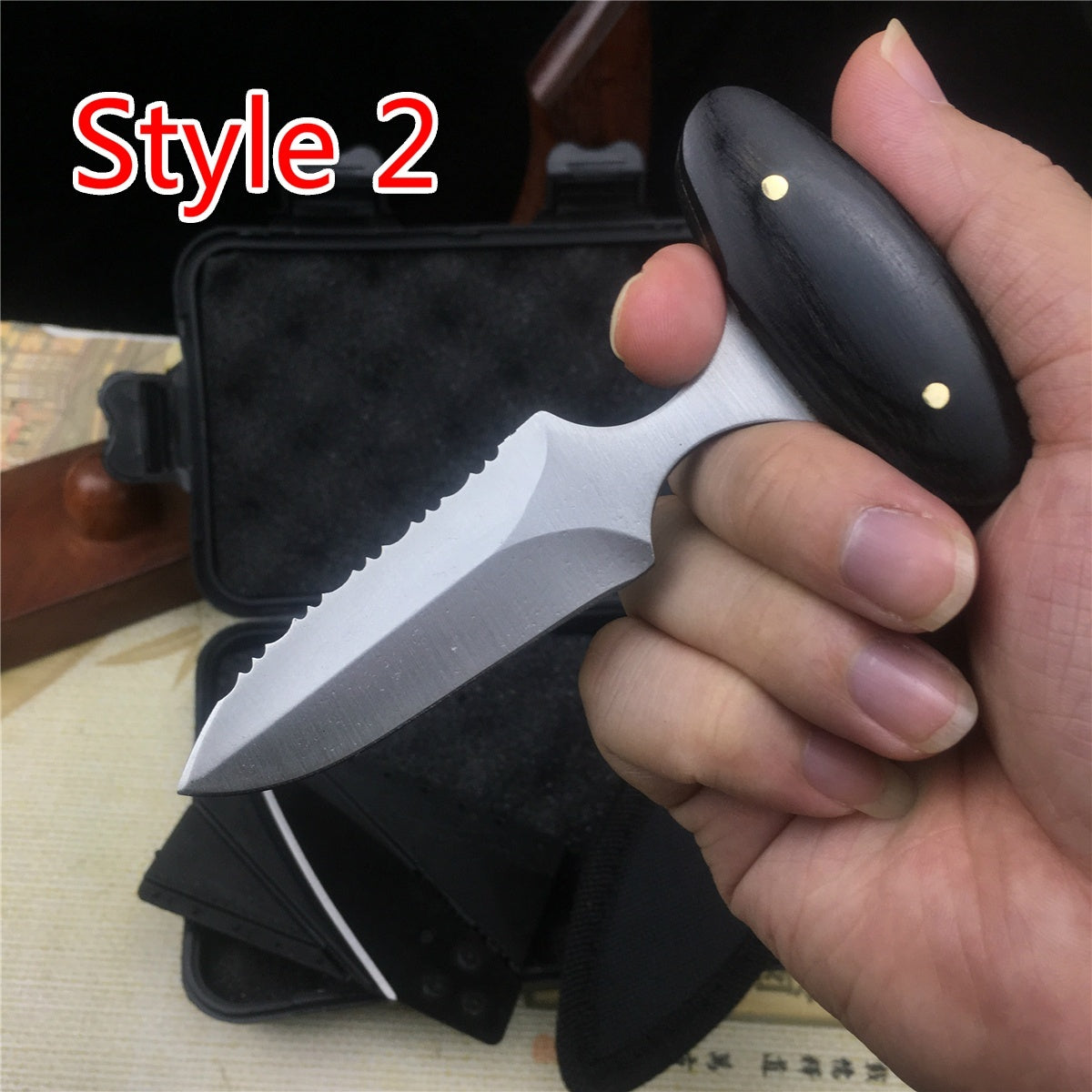 New Product Upgrades | Push knife + Card knife + Gifts Box Set '' 5.31 Inches Fist Knife Self-Defense Weapon Edc Tools(Style1 Style2)