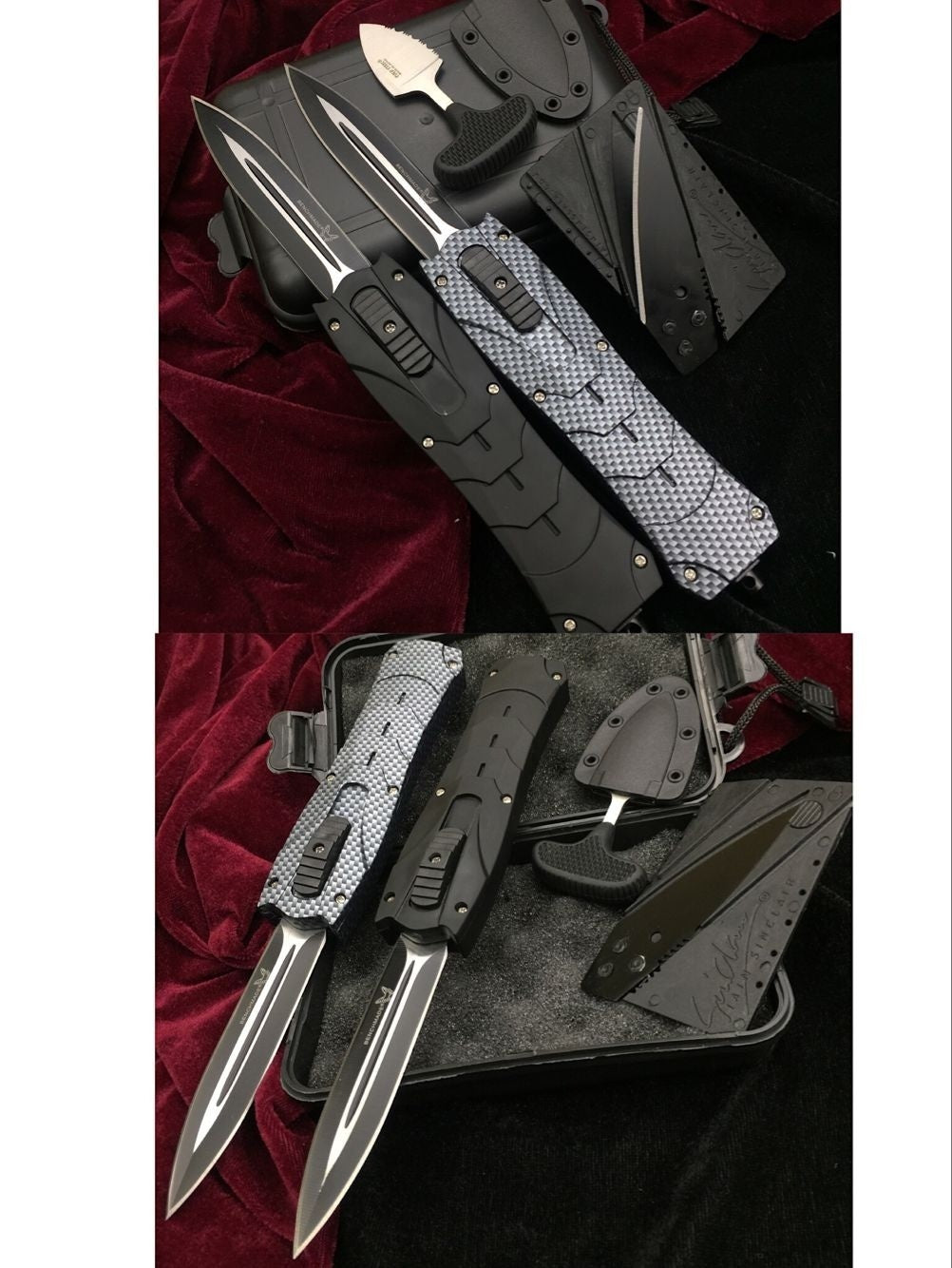 New Product Upgrades Pocket Tactical Knives Spring Assist Knife Folding Blade Fixed Blades Survival Rescue Tools Outdoor Camping Knifes Hunting Combat Automatic Open/Closes 8.8 Inch |Card Knife+Push Knife + Gifts Knives Set