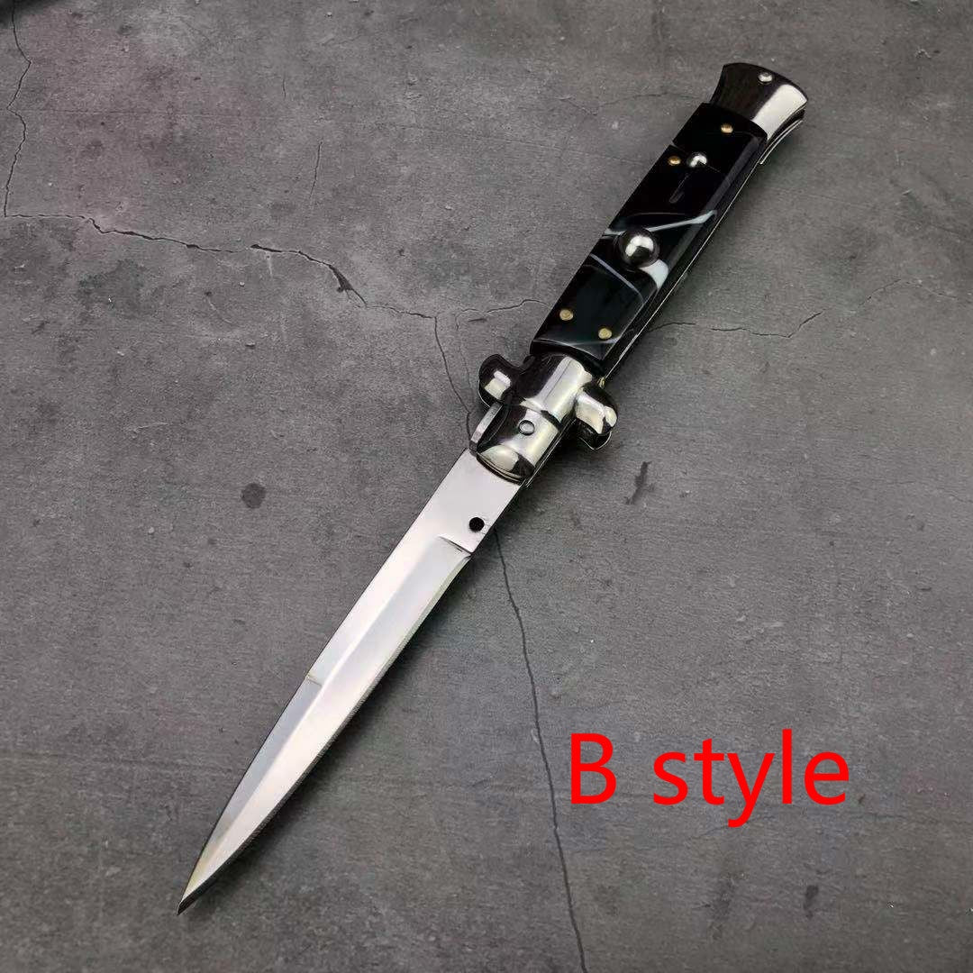 NEW Classic Stiletto Style Otf Knife Spring Assisted Automatic Knives Camping Hunting Wood Hand Tools