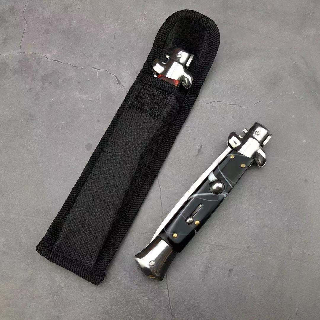 NEW Classic Stiletto Style Otf Knife Spring Assisted Automatic Knives Camping Hunting Wood Hand Tools