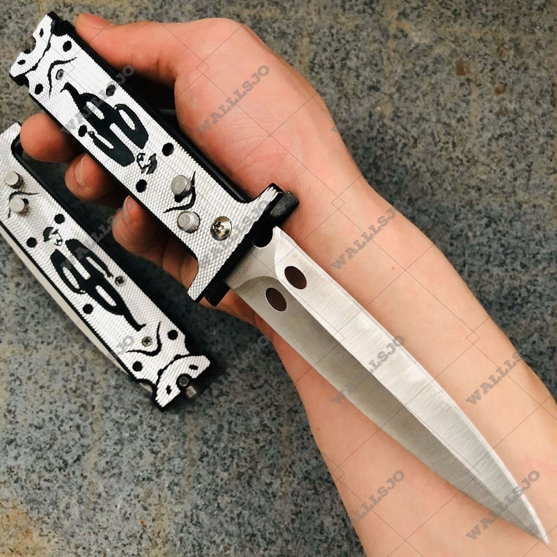 NEW Classic Stiletto Style Otf Knife Spring Assisted Automatic Knives Camping Hunting Wood Hand Tools