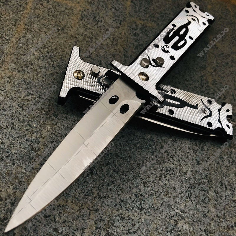 NEW Classic Stiletto Style Otf Knife Spring Assisted Automatic Knives Camping Hunting Wood Hand Tools