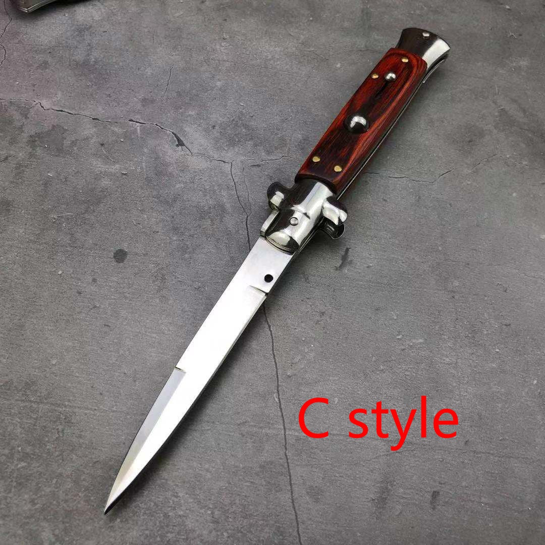 NEW Classic Stiletto Style Otf Knife Spring Assisted Automatic Knives Camping Hunting Wood Hand Tools