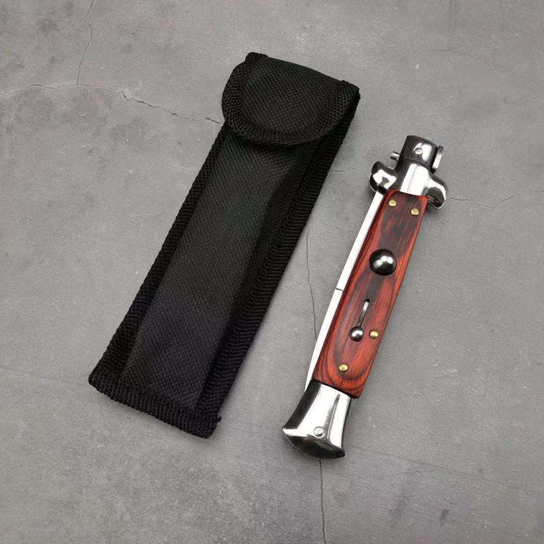 NEW Classic Stiletto Style Otf Knife Spring Assisted Automatic Knives Camping Hunting Wood Hand Tools