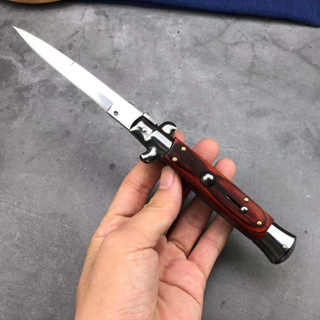 NEW Classic Stiletto Style Otf Knife Spring Assisted Automatic Knives Camping Hunting Wood Hand Tools
