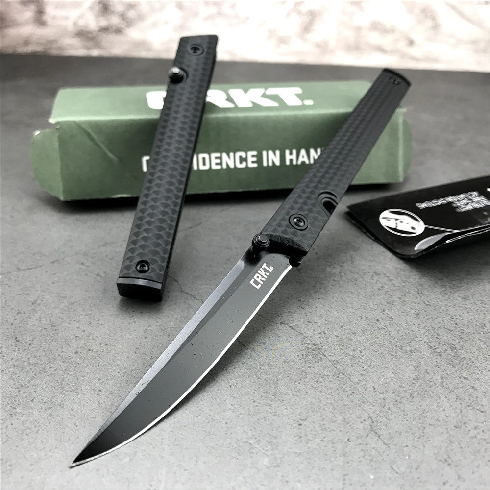 CRKT 7096 Richard Rogers CEO Gentleman's Edc Folding Knife 3.107" Black Blade, Black GRN Handles, Tactical Pocket Knife