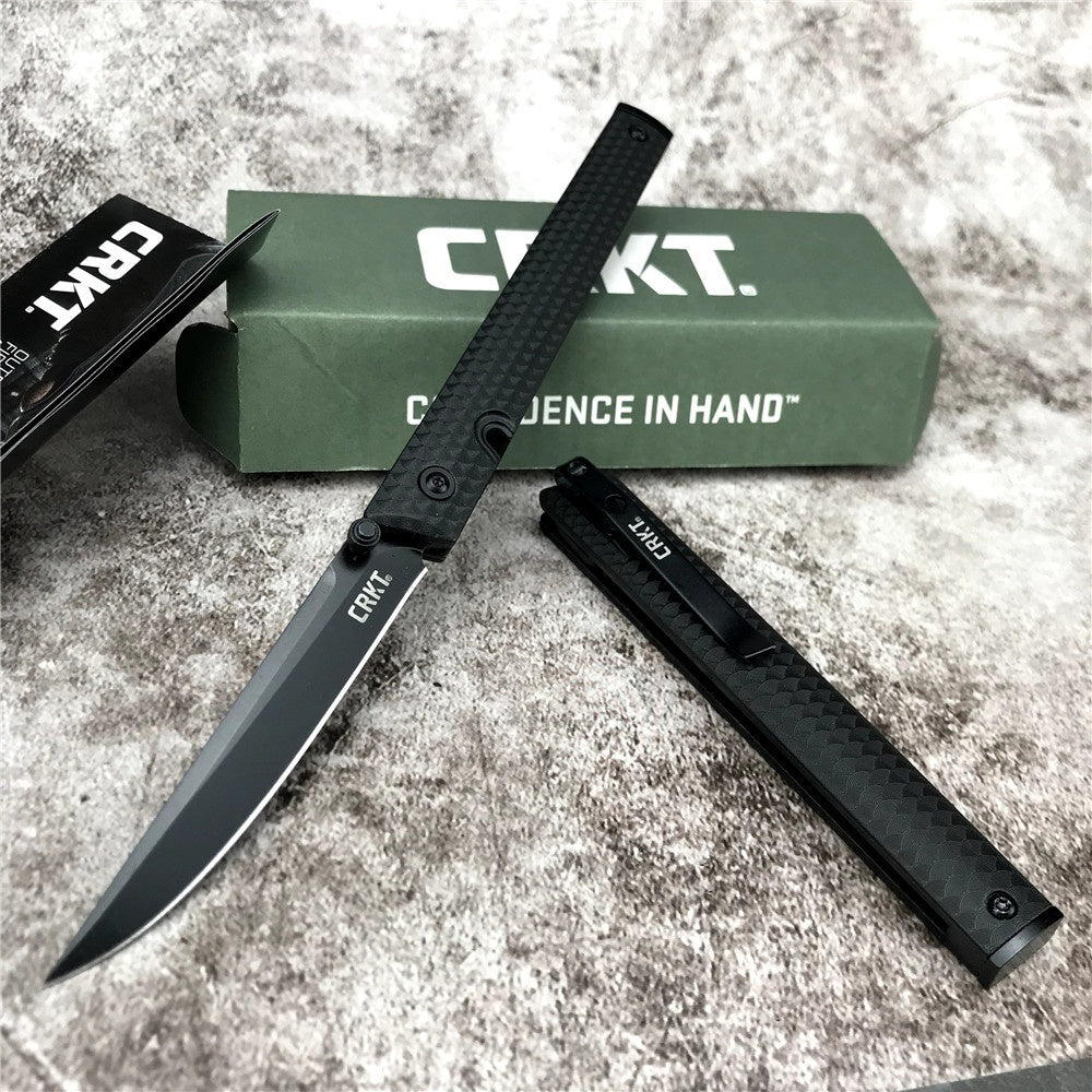 CRKT 7096 Richard Rogers CEO Gentleman's Edc Folding Knife 3.107" Black Blade, Black GRN Handles, Tactical Pocket Knife