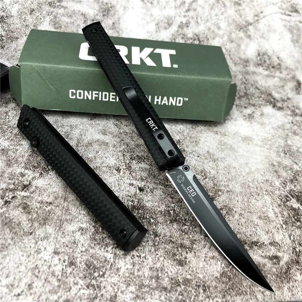 CRKT 7096 Richard Rogers CEO Gentleman's Edc Folding Knife 3.107" Black Blade, Black GRN Handles, Tactical Pocket Knife