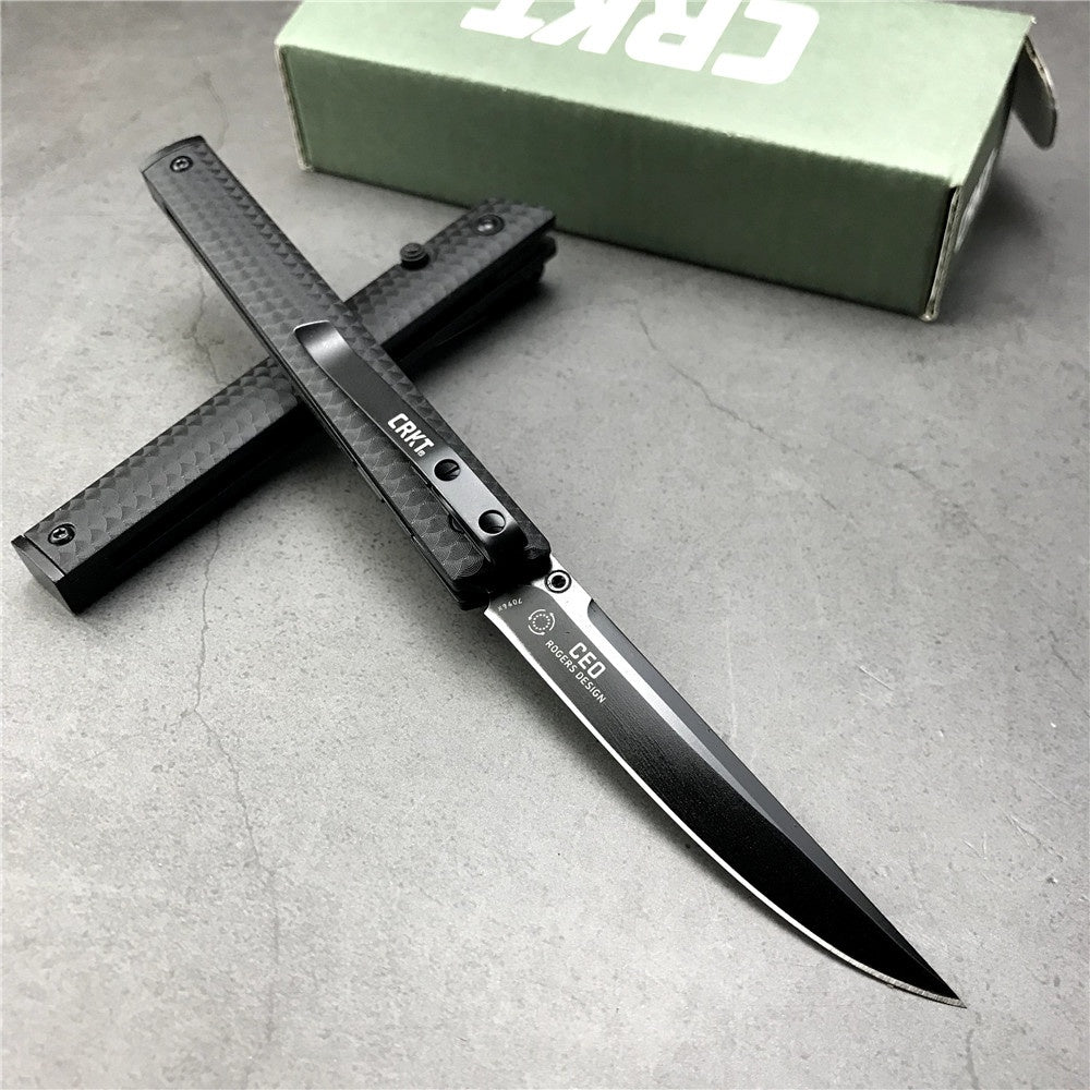 CRKT 7096 Richard Rogers CEO Gentleman's Edc Folding Knife 3.107" Black Blade, Black GRN Handles, Tactical Pocket Knife