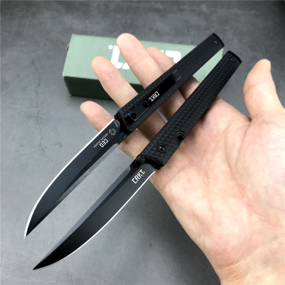 CRKT 7096 Richard Rogers CEO Gentleman's Edc Folding Knife 3.107" Black Blade, Black GRN Handles, Tactical Pocket Knife