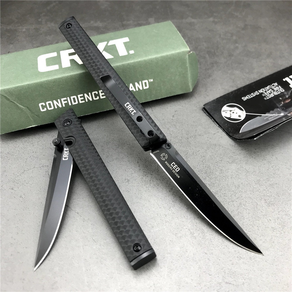 CRKT 7096 Richard Rogers CEO Gentleman's Edc Folding Knife 3.107" Black Blade, Black GRN Handles, Tactical Pocket Knife