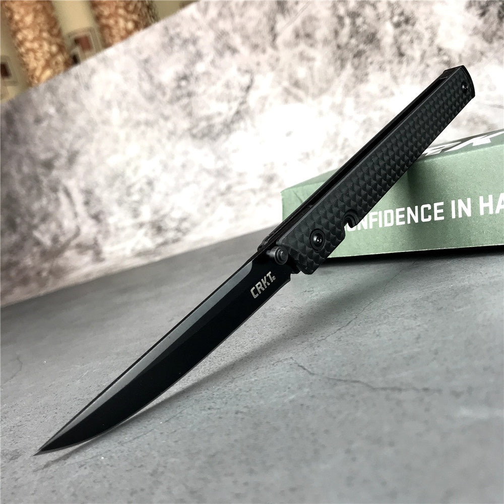 CRKT 7096 Richard Rogers CEO Gentleman's Edc Folding Knife 3.107" Black Blade, Black GRN Handles, Tactical Pocket Knife