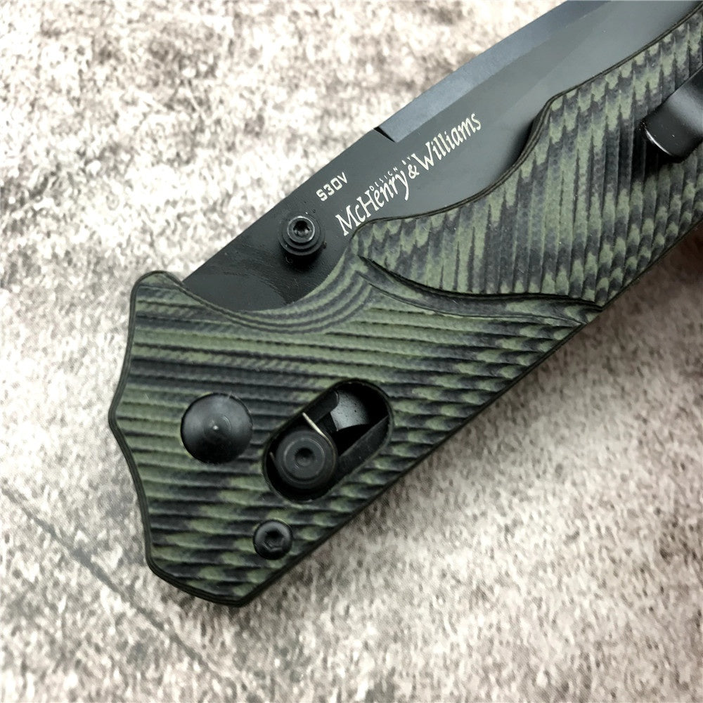 Tactical Knives Benchmade 615BK-1401 Blackwood (Mini-Rukus AXIS Lock G-10 Black & Green handle S30V Blade) Pocket Folding Knife