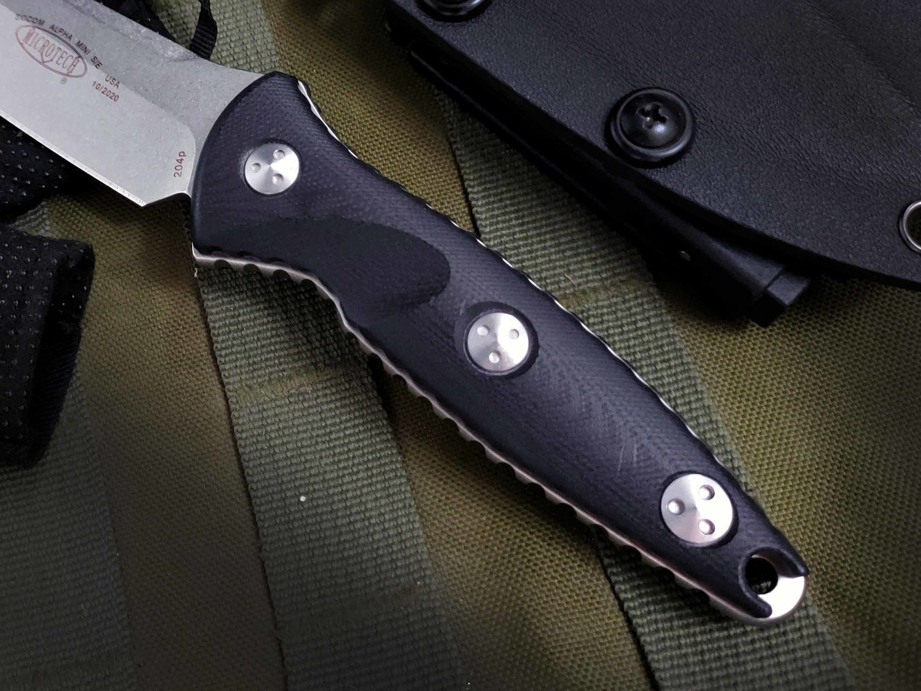 Tactical Knife 113M-10 Socom Alpha Mini Fixed Knife 3.72" Stonewashed Clip Point Blade, G10 Handles, Kydex Sheath Outdoor Hunting Fishing Tools