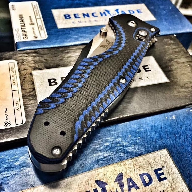 "Tactical Camping Pocket Knife Benchmade Osborne Contego Folding Knife 3.98"" CPM-M4 Satin Plain Blade, G10 Handles - 810"