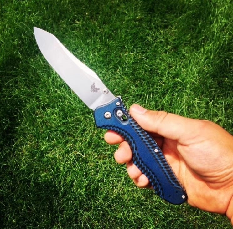 "Tactical Camping Pocket Knife Benchmade Osborne Contego Folding Knife 3.98"" CPM-M4 Satin Plain Blade, G10 Handles - 810"