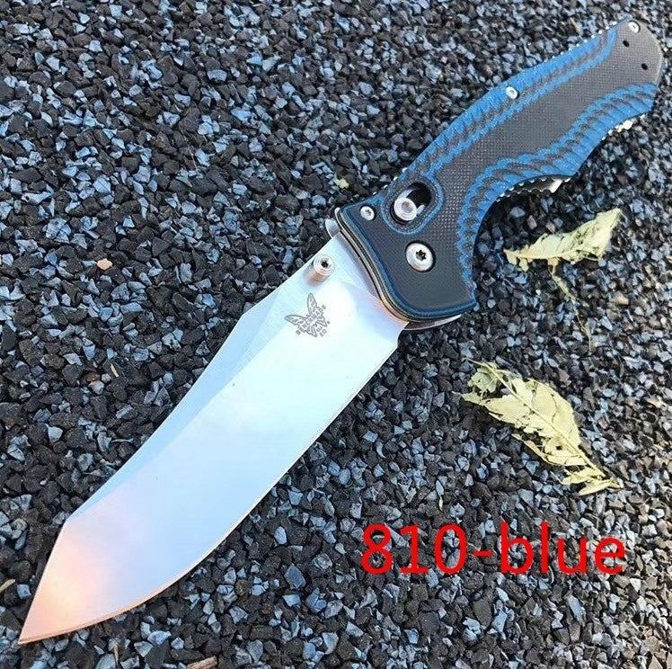 "Tactical Camping Pocket Knife Benchmade Osborne Contego Folding Knife 3.98"" CPM-M4 Satin Plain Blade, G10 Handles - 810"