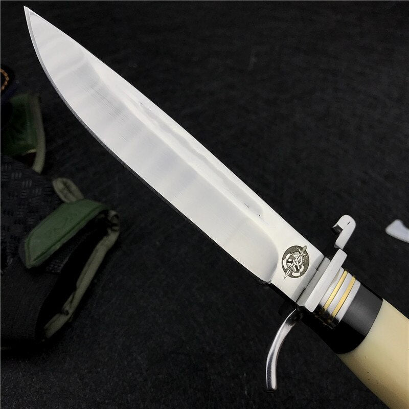 Russian Finka NKVD KGB Wit Fixed Blade Knife Hunting Pocket Outdoor EDC Camping Knife White Resin Handle 440C Blade Mirror