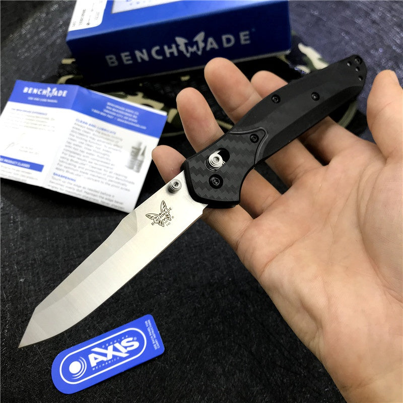 Hot Sale BENCHMADE 940 Osborne Folding Knife S90v Stone Washing Ordinary Blade Carbon Fiber Stripe Handle EDC Spring Assisted Tactical Folding Knife