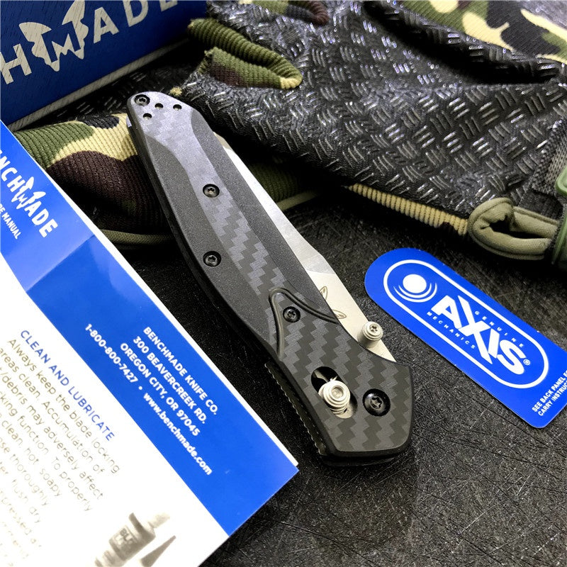 Hot Sale BENCHMADE 940 Osborne Folding Knife S90v Stone Washing Ordinary Blade Carbon Fiber Stripe Handle EDC Spring Assisted Tactical Folding Knife