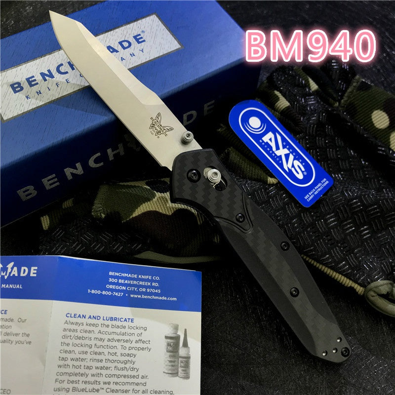 Hot Sale BENCHMADE 940 Osborne Folding Knife S90v Stone Washing Ordinary Blade Carbon Fiber Stripe Handle EDC Spring Assisted Tactical Folding Knife