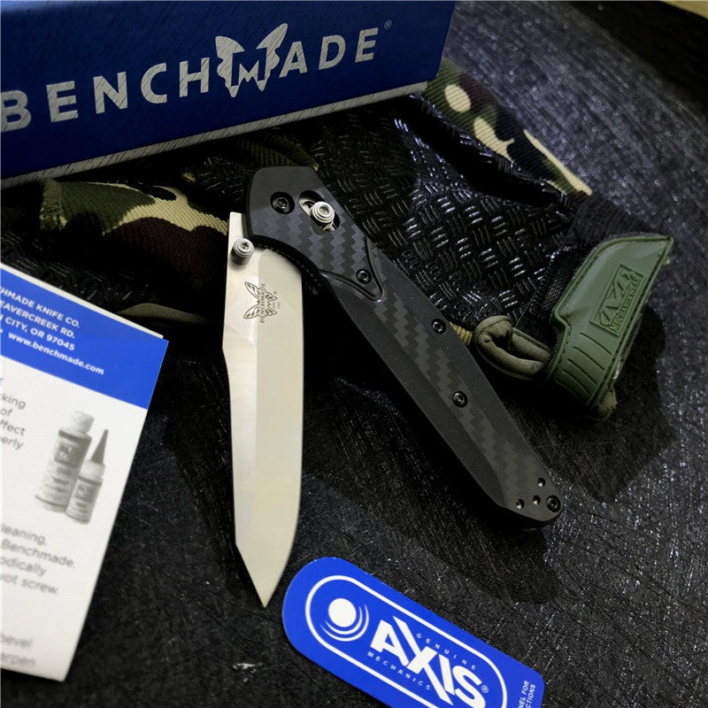 Hot Sale BENCHMADE 940 Osborne Folding Knife S90v Stone Washing Ordinary Blade Carbon Fiber Stripe Handle EDC Spring Assisted Tactical Folding Knife