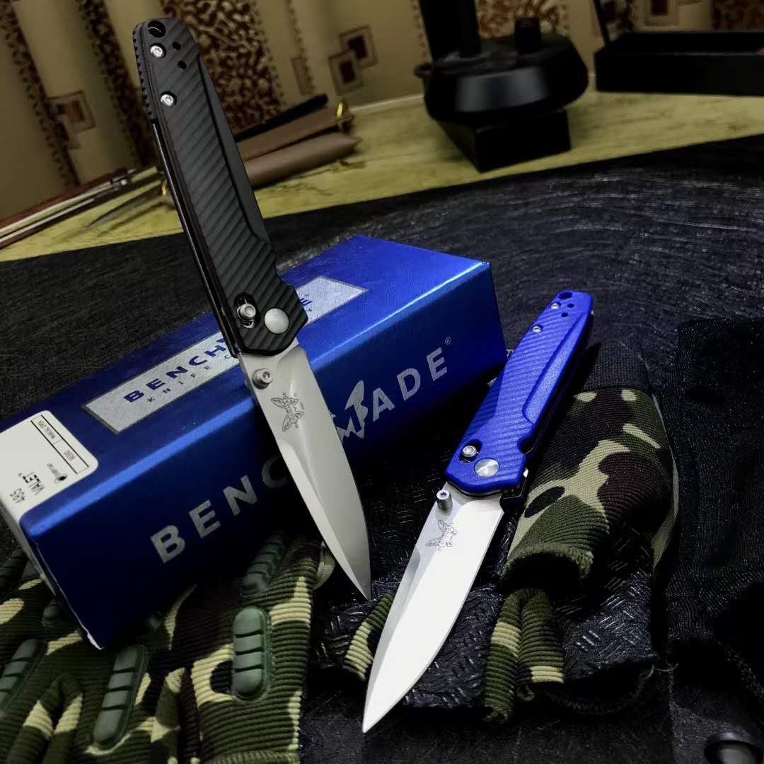 Benchmade485 NEW Folding Knife M390 Satin Plain Blade, Tactical Rescue Camping Survival Pocket Knife Black Pocket knife