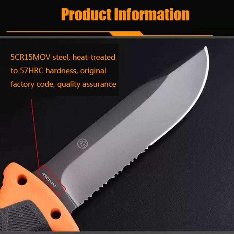 GERBER Sharp fixed Blade Hunting Knife Gray Titanium Camping Survival Tactical Knife Diving Paratroopers Half Teeth Pocket +ABS Sheath