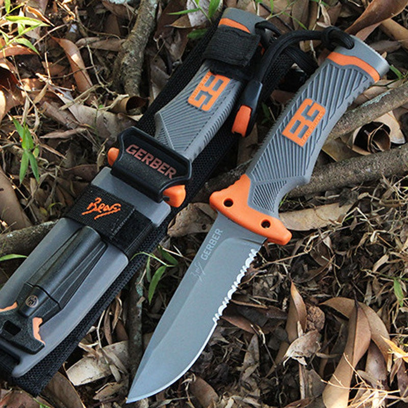 GERBER Sharp fixed Blade Hunting Knife Gray Titanium Camping Survival Tactical Knife Diving Paratroopers Half Teeth Pocket +ABS Sheath