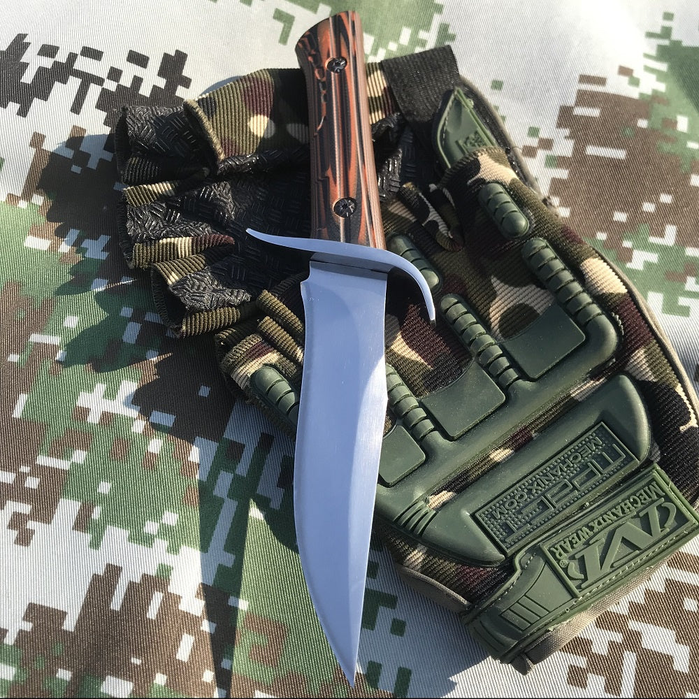 Fixed Blade knife 7CR13MOV Stainless Steel Knives Straight Tactical Hunting Camping High Quality EDC Tool + Carved Leather Case