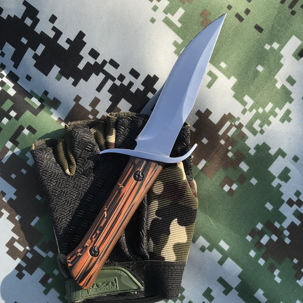 Fixed Blade knife 7CR13MOV Stainless Steel Knives Straight Tactical Hunting Camping High Quality EDC Tool + Carved Leather Case
