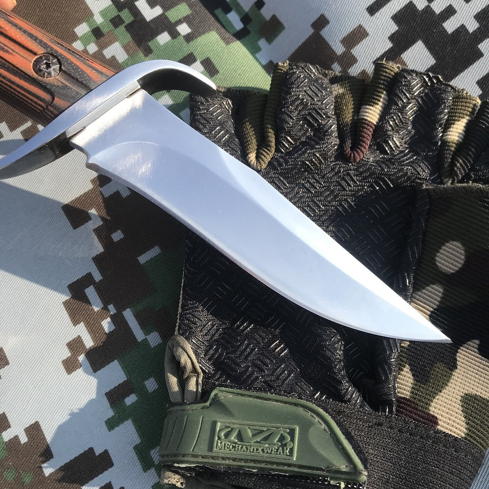 Fixed Blade knife 7CR13MOV Stainless Steel Knives Straight Tactical Hunting Camping High Quality EDC Tool + Carved Leather Case