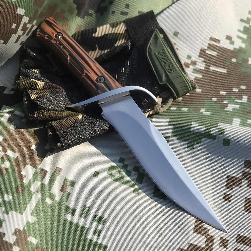 Fixed Blade knife 7CR13MOV Stainless Steel Knives Straight Tactical Hunting Camping High Quality EDC Tool + Carved Leather Case