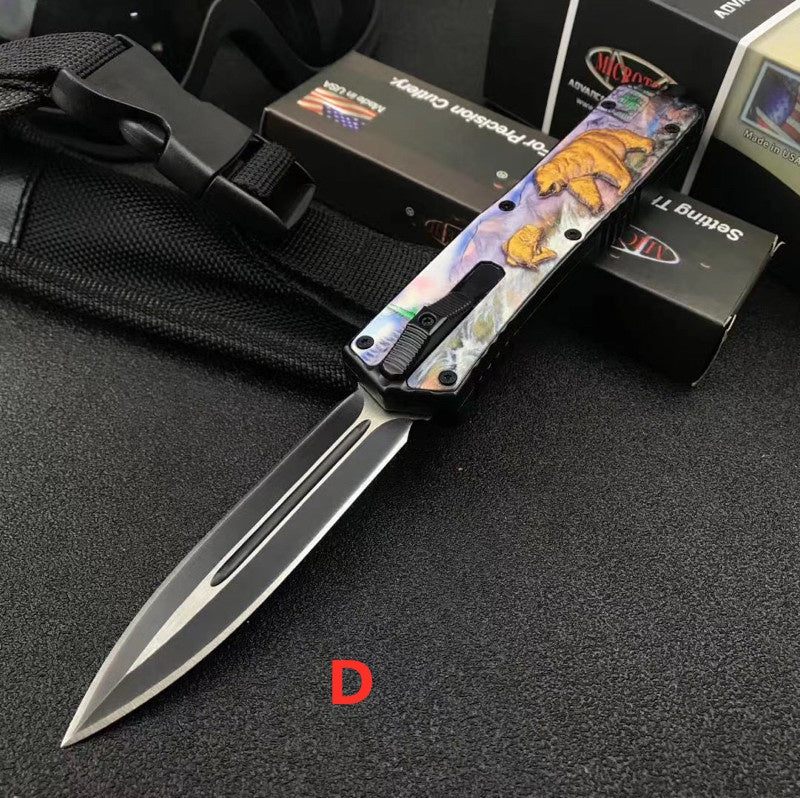 Microtech 7CR13mov steel Adjustable Switchblade Flick Knife OTF Automatic knife Zinc alloy carving handle spring assisted knives camping hunting hand tools