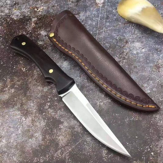 Fixed Blade Knife D2 Steel Wooden Handle Hunting Straight Knives Camping Rescue Fruit Knife Tools Free Gift Leather Sheath