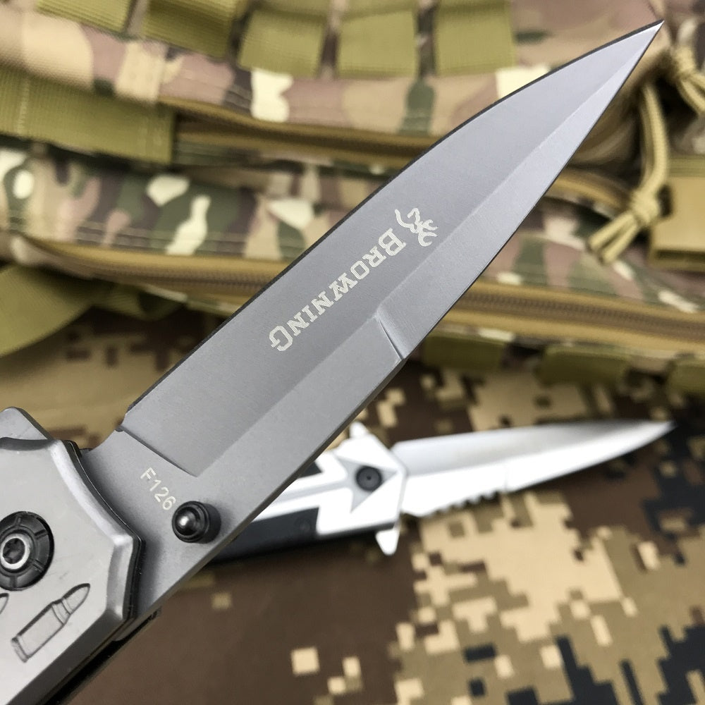 2021 Browning Pocket Knife 440C Stainless Steel Blade Titanium Coating Outdoor EDC Tactical Folding Knife
