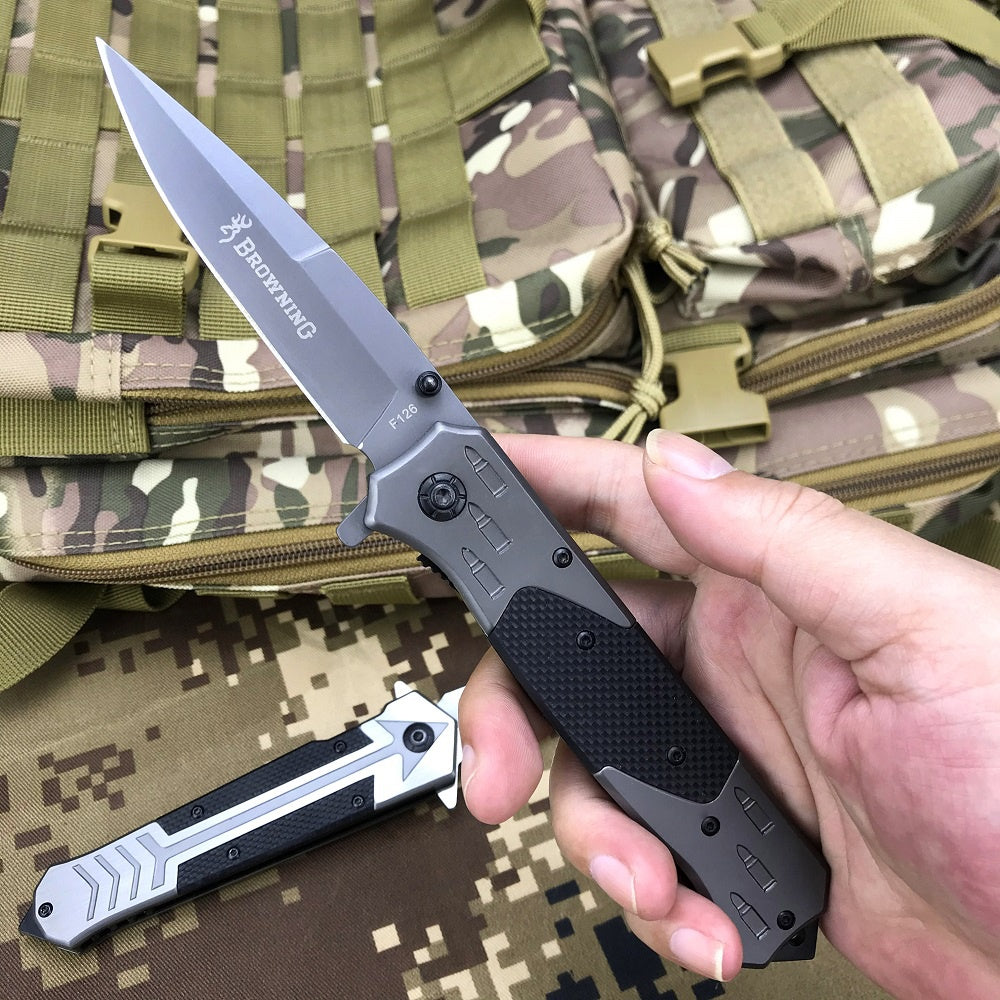 2021 Browning Pocket Knife 440C Stainless Steel Blade Titanium Coating Outdoor EDC Tactical Folding Knife